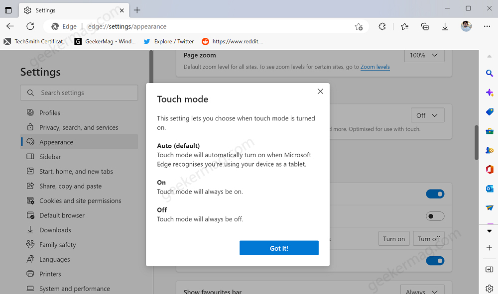 How to Enable Tablet Optimized UI  Touch Mode  in Edge - 47