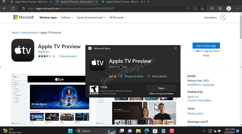 download apple tv app for windows 11