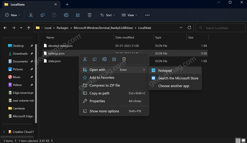 open localstate folder in windows 11