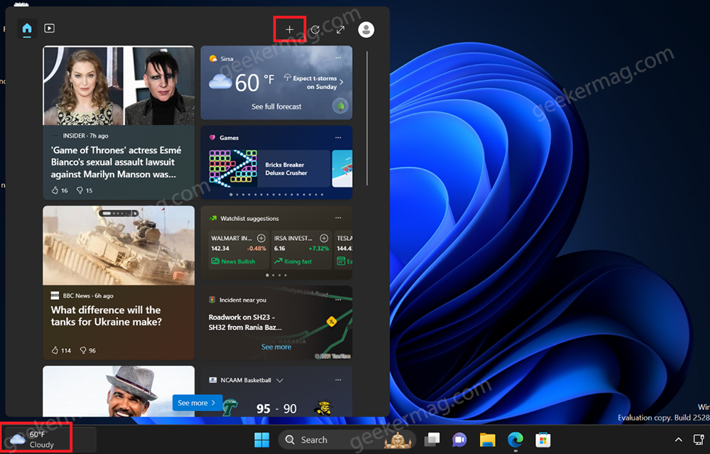 open widget board in windows 11