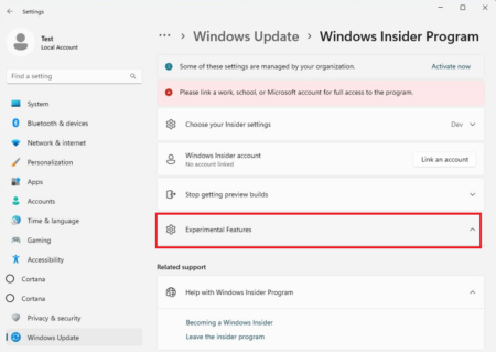 Microsoft to Add 'Experimental Features' Option in Windows 11