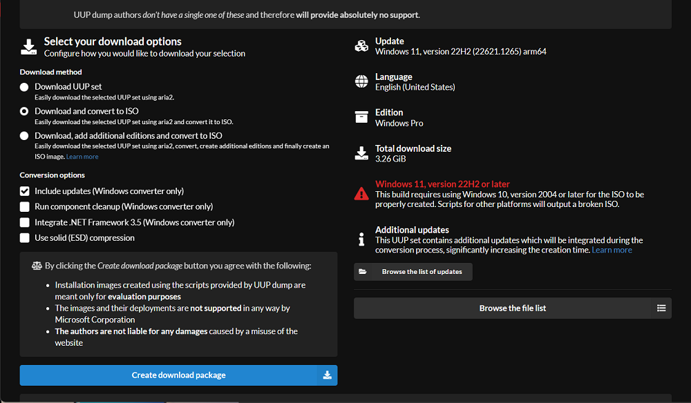 Download Windows 11 ARM ISO File from UUP Dump Site