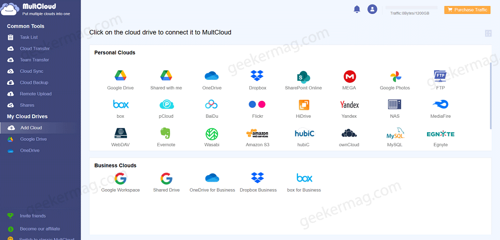 how to add cloud drive to multcloud