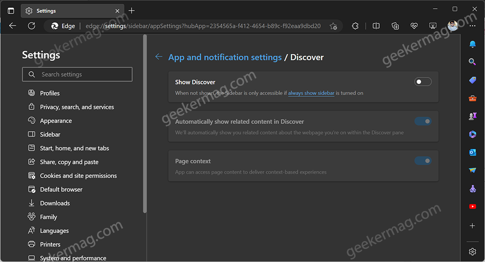 How to Remove Discover Bing button in Microsoft Edge (Stable)