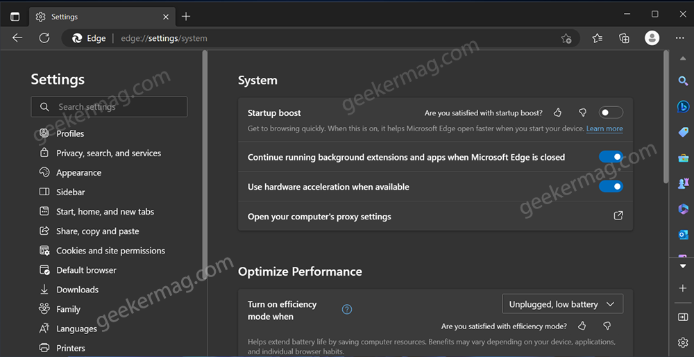 disable startup boost in microsoft edge