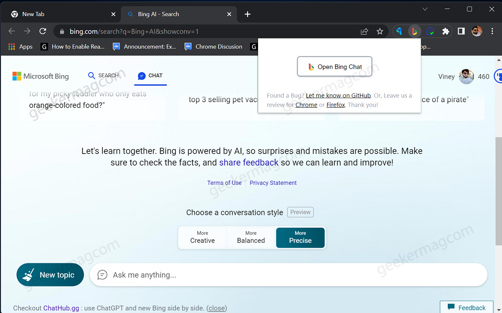 How to Use New Bing Chat Mode in Google Chrome