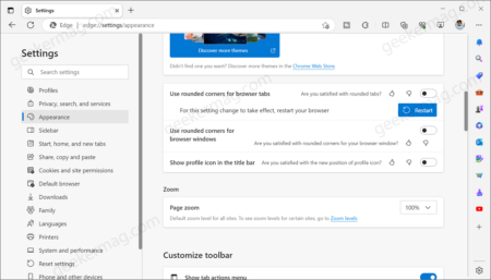 How to Disable Rounded Corners for Edge Tabs in Windows 11