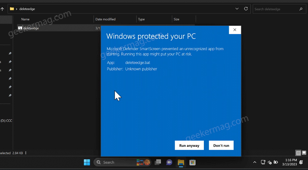 windows protected your pc warning in windows 11