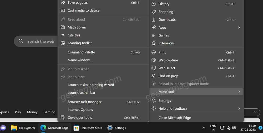 Launch search bar in windows 11