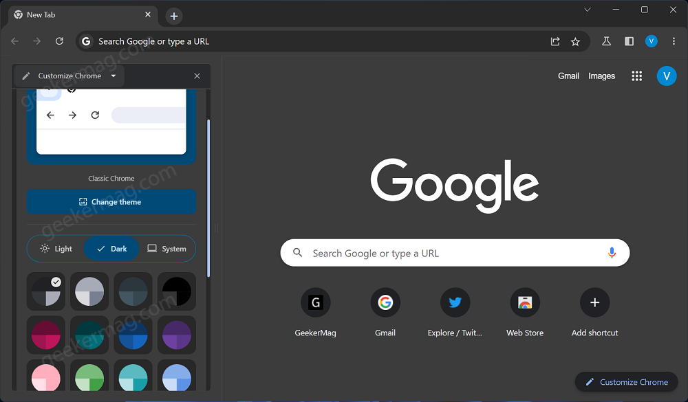 disable dark theme in google chrome