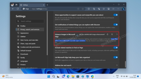 Disable Enhance Images feature to Stop Edge from Sending Images to Microsoft