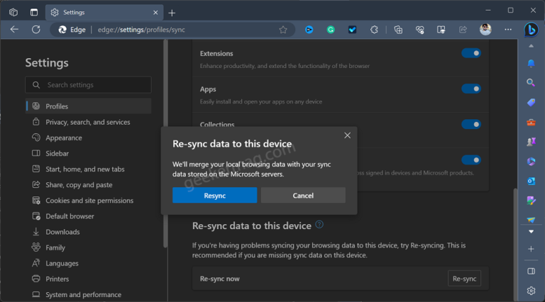 How to Reset Sync in Microsoft Edge and Delete Sync Data