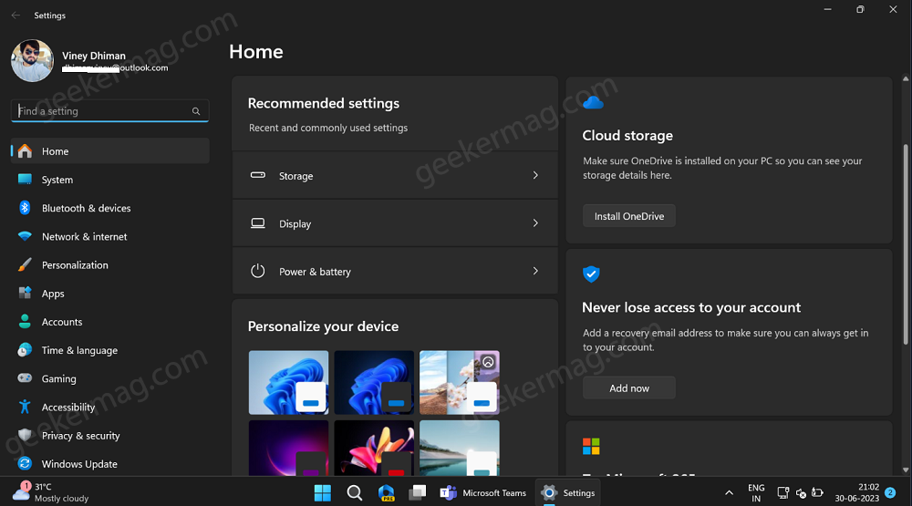 How to Enable New Settings App Homepage in Windows 11 - 23493