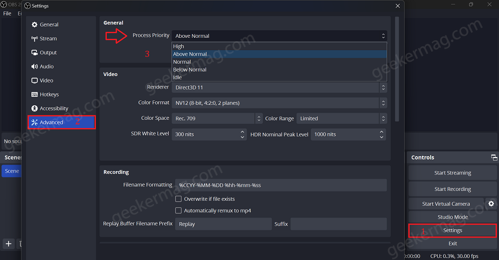 Adjust OBS Studio's Process Priority