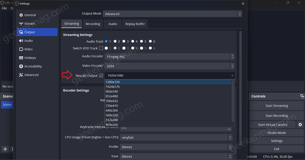 Change OBS Rescale Output