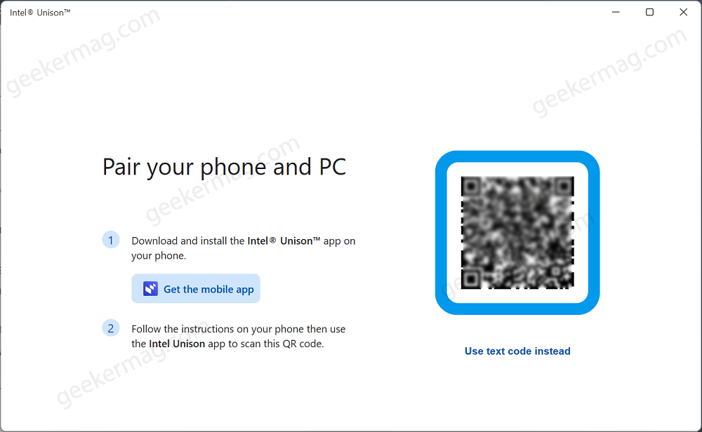 pair your phone and pc using intel unison