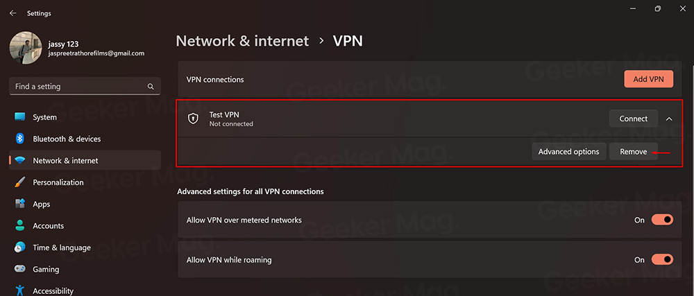 Disable VPN