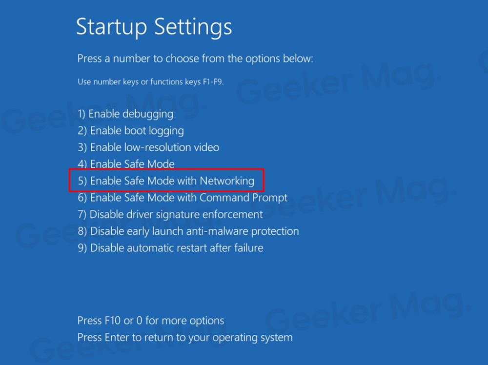 Enable Safe Mode with Networking