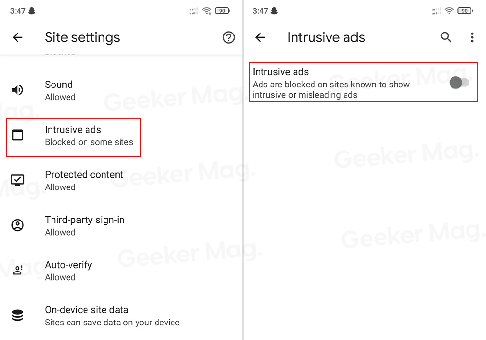 Disable Intrusive ads in chrome