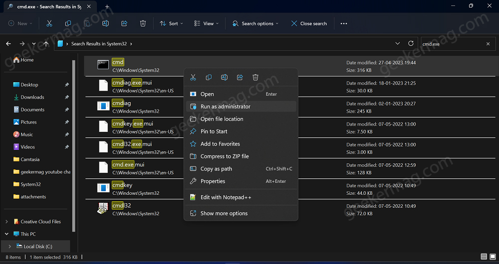 open elevated command prompt from file explorer