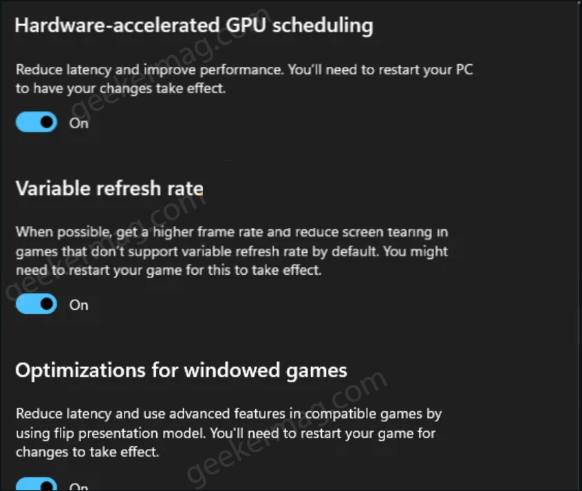 Enable Variable Refresh Rate in Windows 11