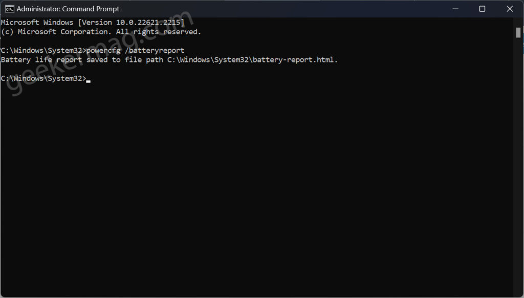 Battery life repot saved to file path - powercfg /batteryreport
