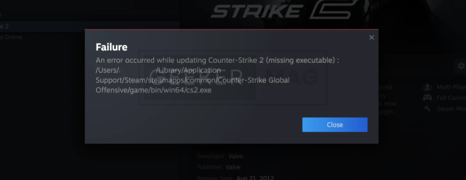 Fix Counter Strike 2 (CS2) Missing Executable Error: 