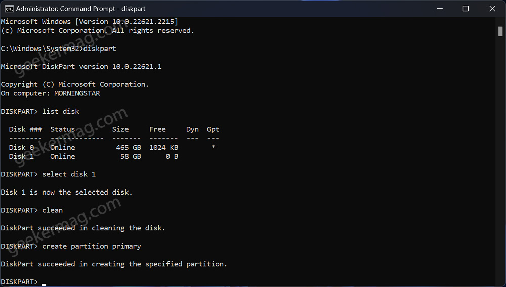 cmd clean disk command