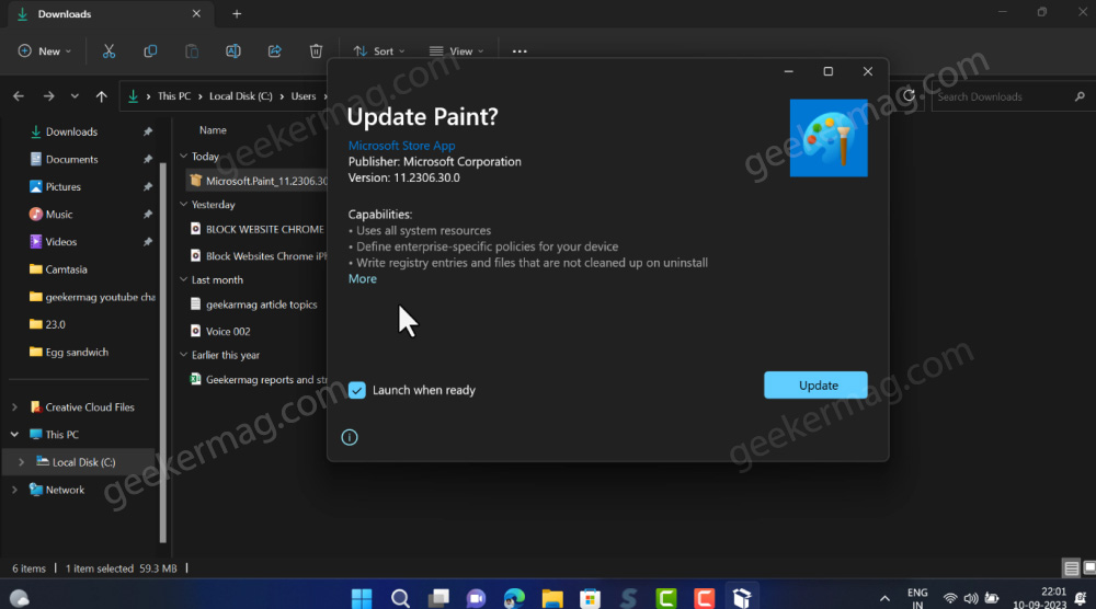 Update Microsoft Paint v11.2306.30.0 via msix bundle manually