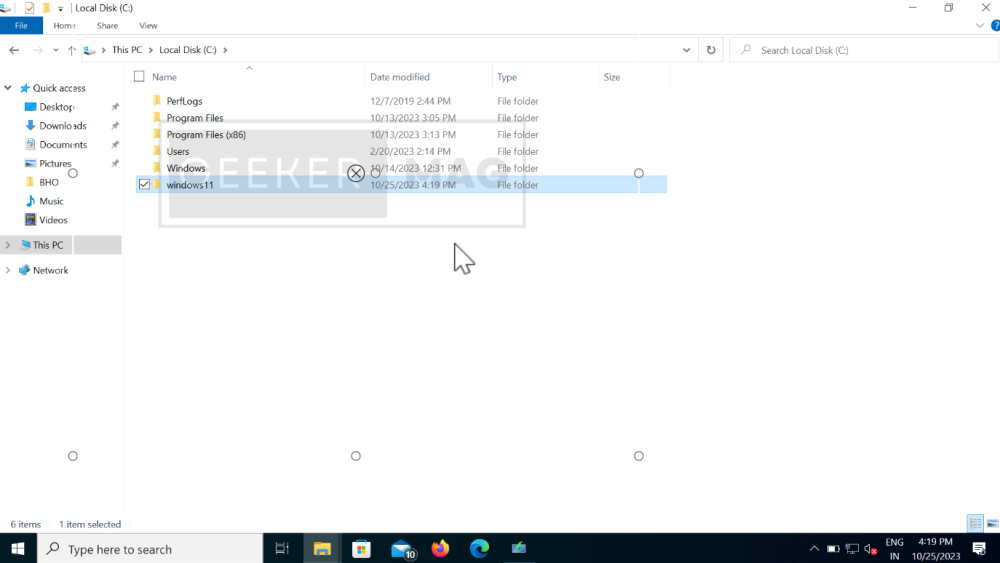 create windows 11 folder inside c drive