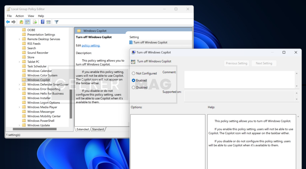 Use Group Policy Editor to Disable Windows Copilot Windows 11