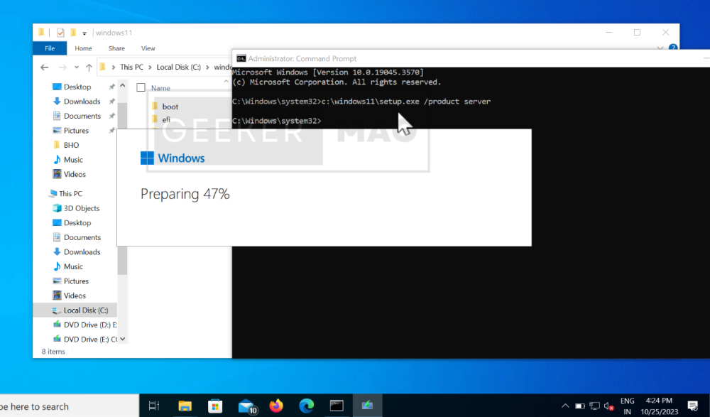 execute command to run windows 11 setup