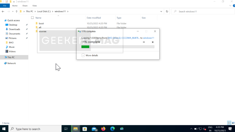 copy windows 11 iso folder to new folder