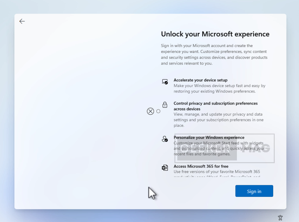 Unlock your Microsoft experience windows 11 oobe