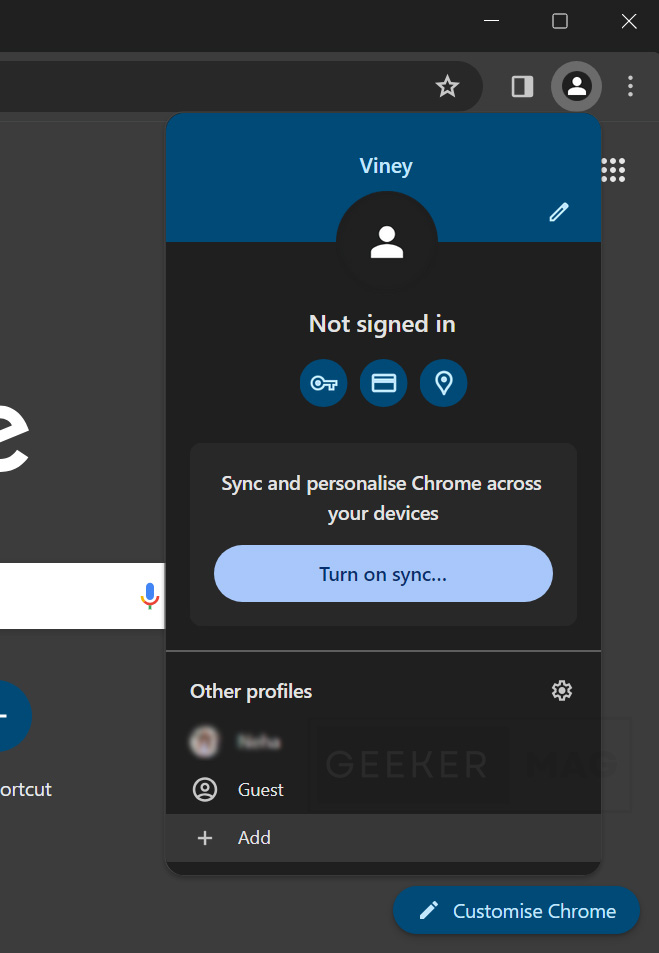 add new user account in chrome