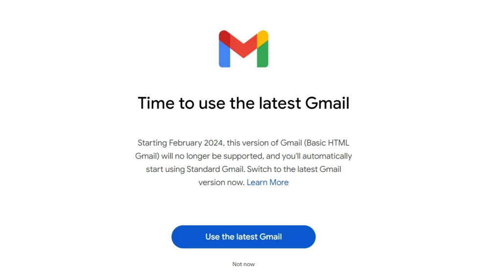 time to use the latest gmail