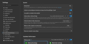 Microsoft Edge lets you enhance videos and choose your preferred level of enhancement.