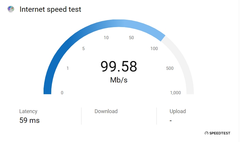 Internet speed test in the Edge.