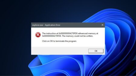 explorer.exe error on Windows 11.