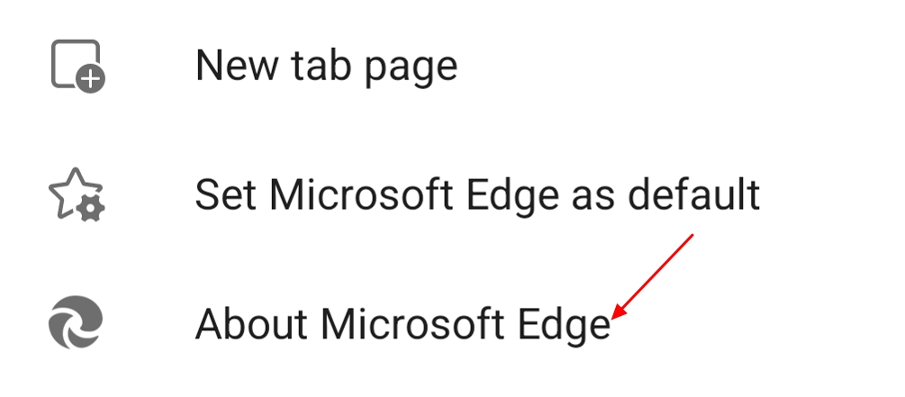About Microsoft Edge optio.n in Edge settings.