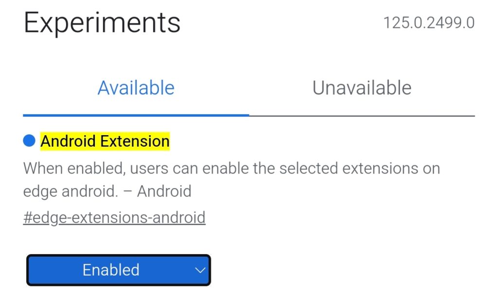 Android Extension flag in Flags page.