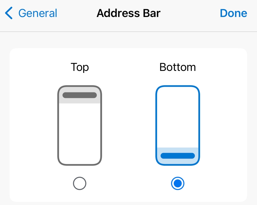 Bottom option in Edge Address Bar.