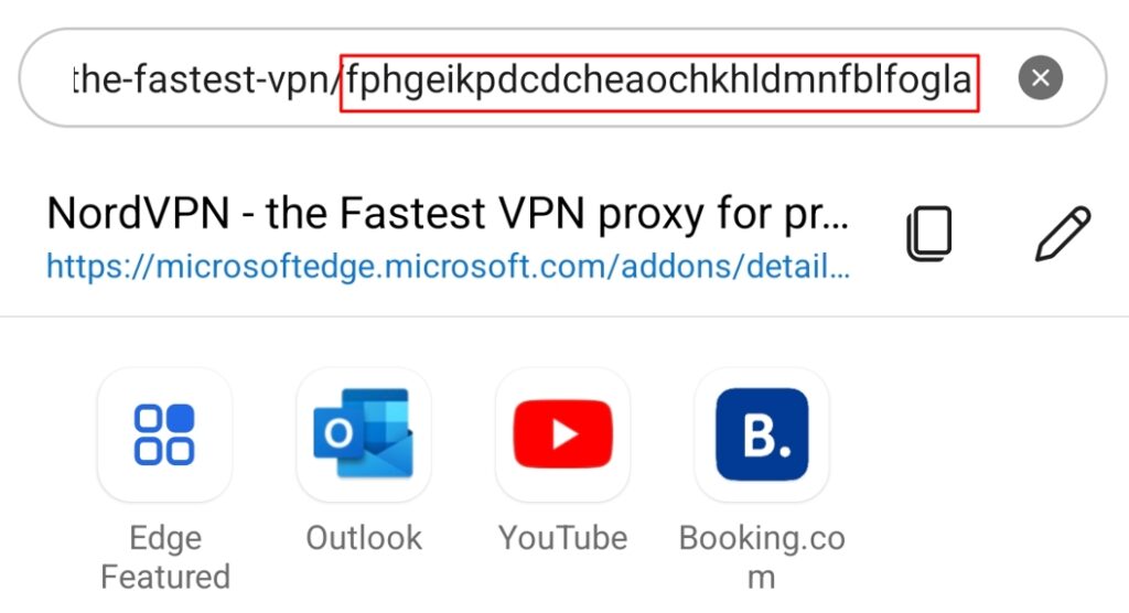 Extension address in Edge.