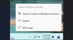 copilot image suggestion menu