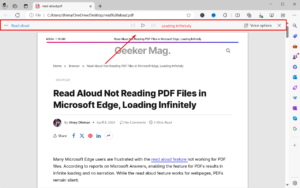 Read Aloud Not Reading PDF Files in Microsoft Edge, Loading Infinitely