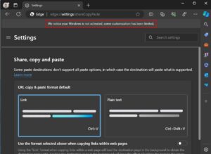 Microsoft may block access to certain Edge settings if Windows 11 is not activated Edge message on unactivated Windows 11.