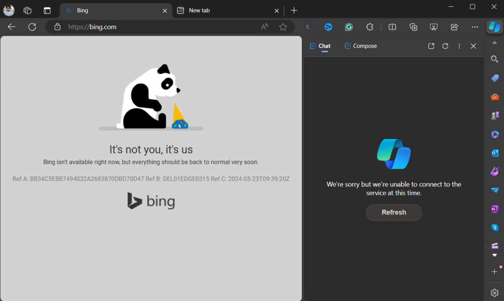 Microsoft Copilot and Bing Down: Users Encounter Connection Errors"