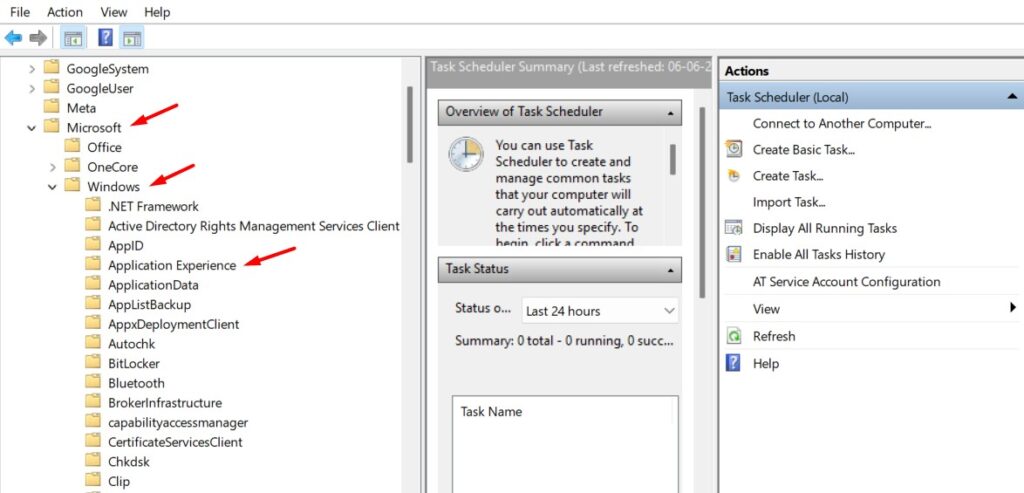 Application Experience in Task Scheduler.