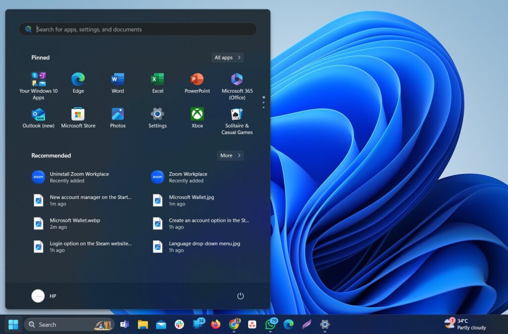 Microsoft added New Account Manager in Windows 11 Start Menu