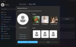 New AI Profile Picture Editor in Windows 11.
